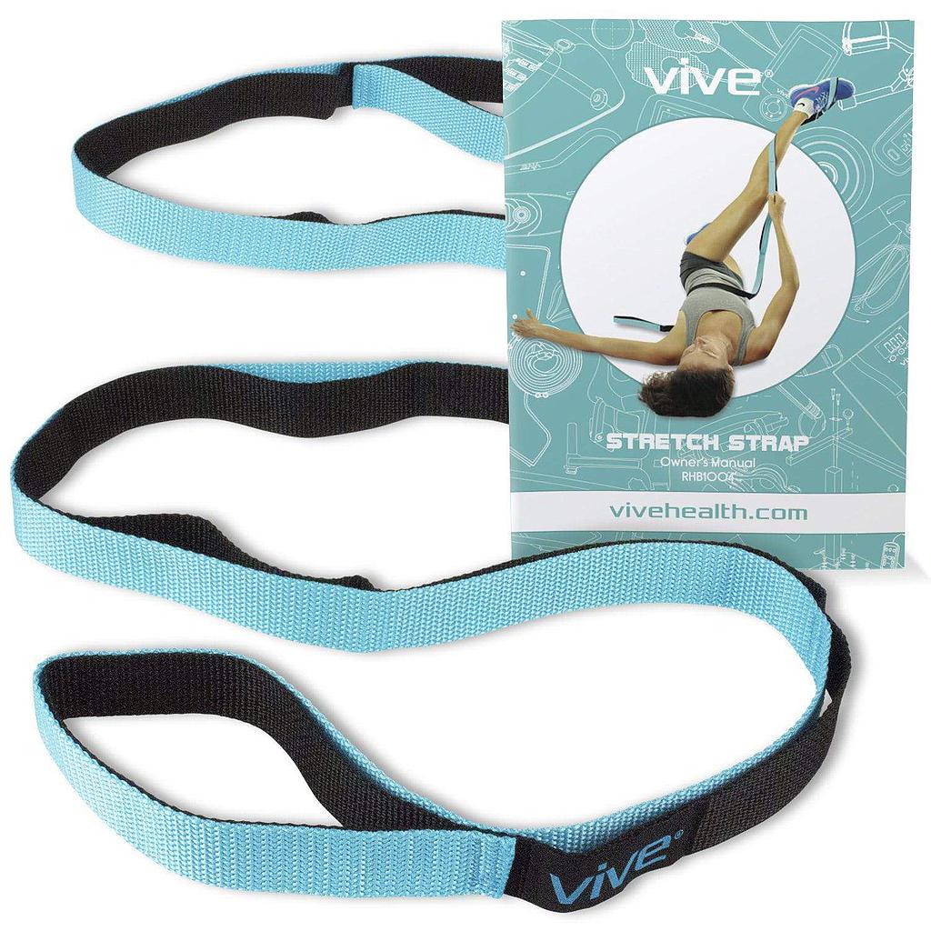 Vive Health - Stretch Strap, 75" with 10 Loops, Nylon Material, Includes Guide and Carry Pouch, Teal