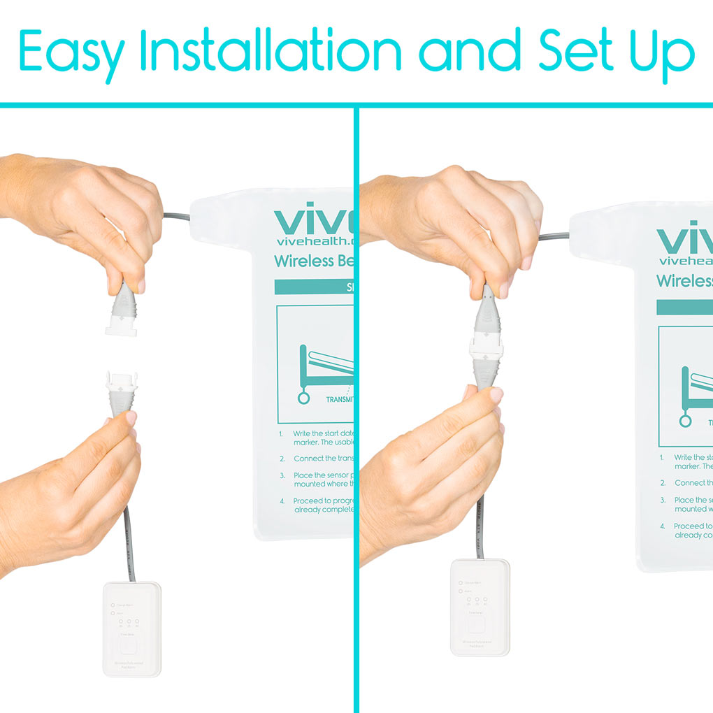 Vive Health - Wireless Bed Alarm and Pager, Waterproof 29.5” x 10" Pad with Transmitter