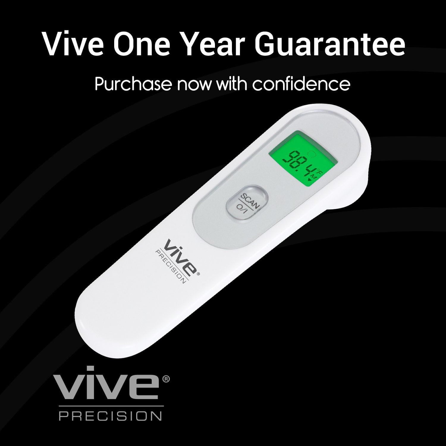 Vive Health - Non Contact Infrared Thermometer with Backlit Screen and Temp Memory