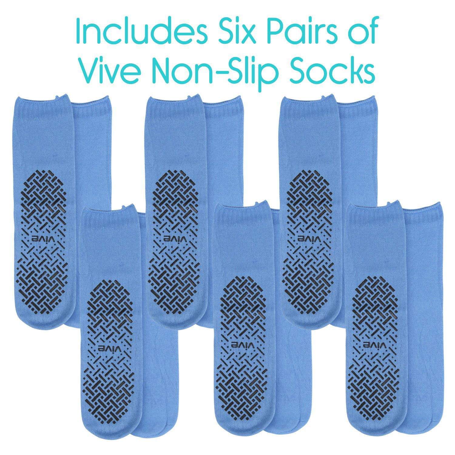 Vive Health -  Non-Slip Tube Socks, Unisex, Tread Dots, 6 Pairs, Black