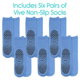 Vive Health -  Non-Slip Tube Socks, Unisex, Tread Dots, 6 Pairs, Black