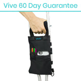 Vive Health - Standard Crutch Bag with Two Pockets and Clip, Waterproof Vinyl, Black