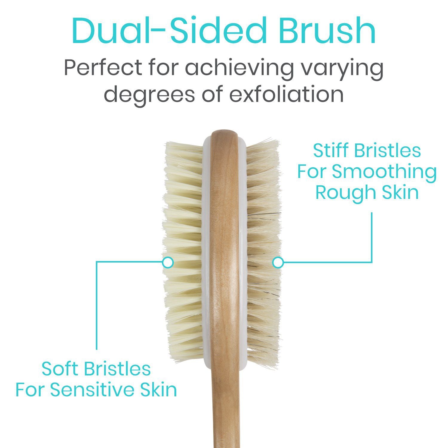 Vive Health - 17” Body Brush with Soft Nylon and Stiff Boar Bristles, Waterproof