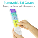 Vive Health - AM/PM Pill Organizer with Color-Coded, Push-Button Lids, Detachable