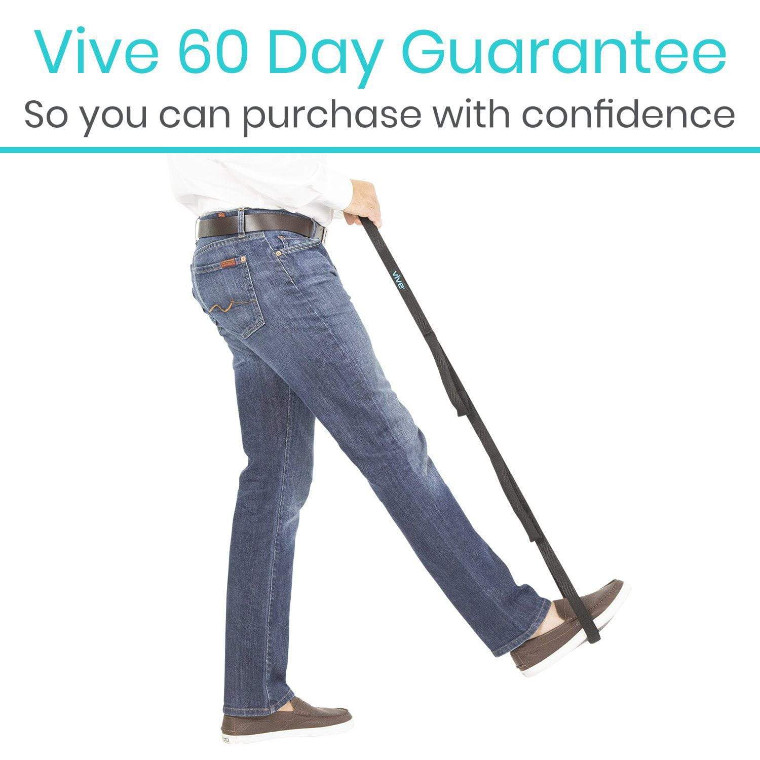 Vive Health - Multi-Grip Leg Lifter, 41” Strap with Aluminum Core and 3 Handles