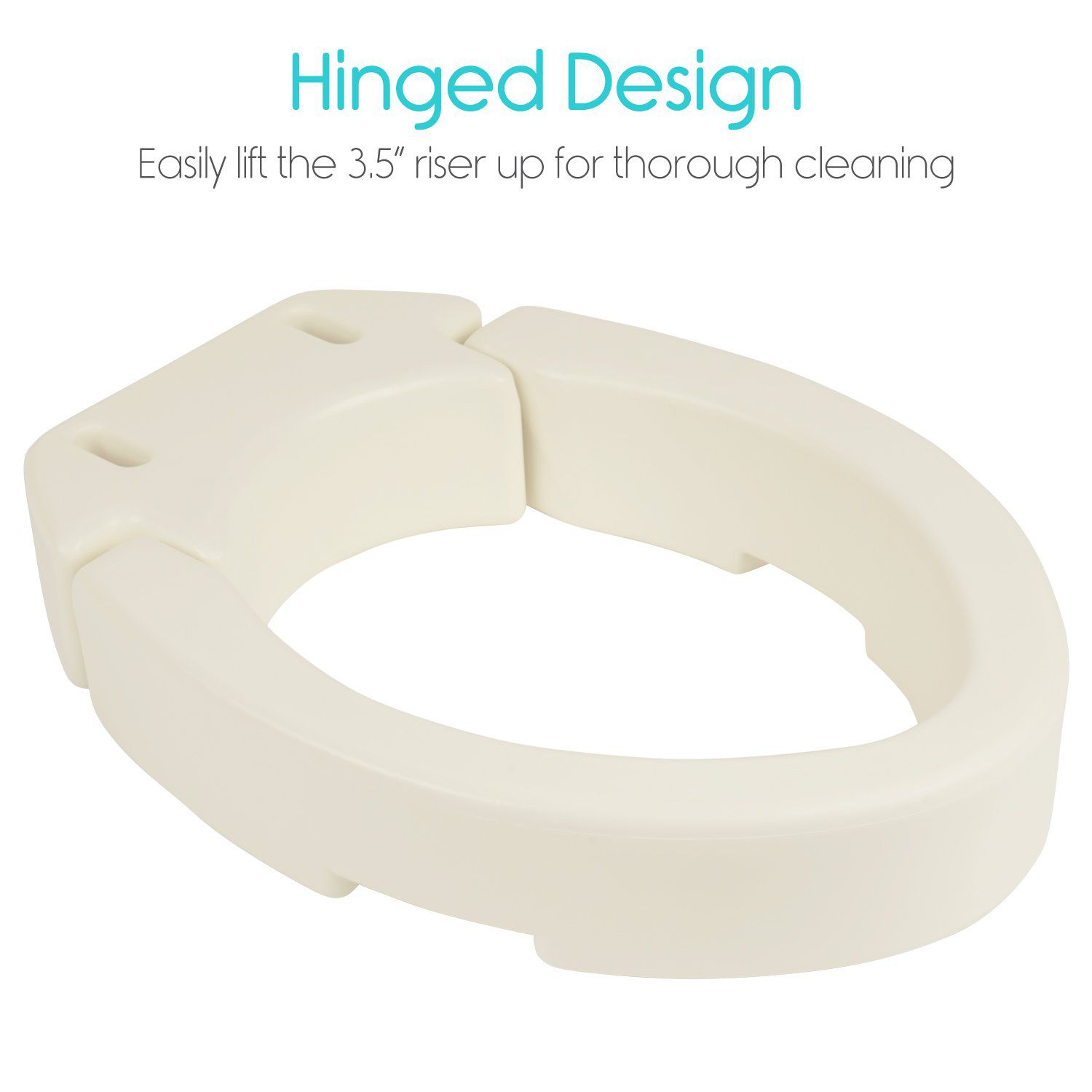 Vive Health - 3.5" Toilet Seat Riser, Hinged, Use with Existing Seat, Elongated - Weight Capacity 300lbs