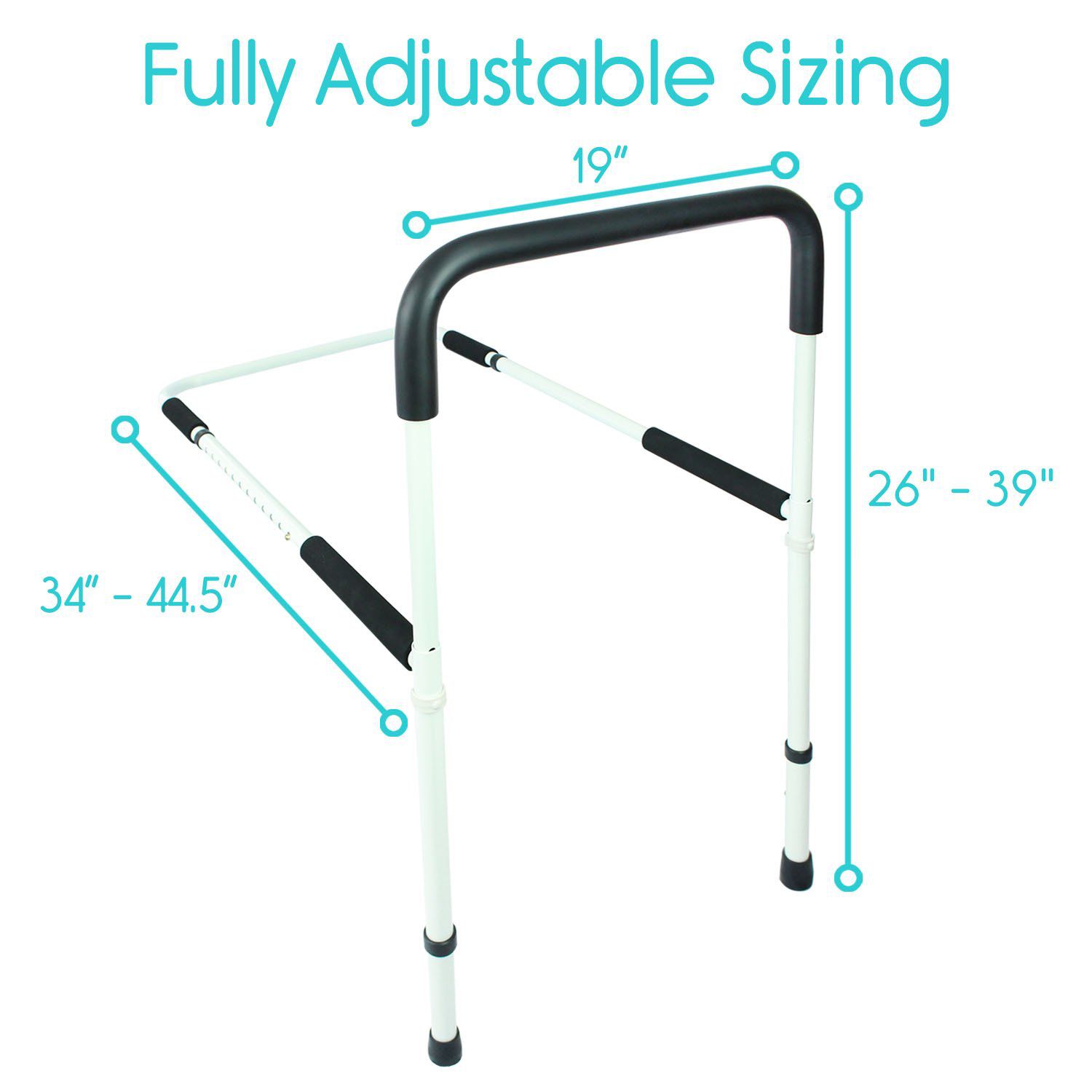 Vive Health - Height Adjustable Steel Bed Safety Rail with Non-Slip Foam