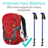 Vive Health -Adjustable Aluminum Trekking Poles, 27.75”-57.5", with 8 Tips Set, One Pair