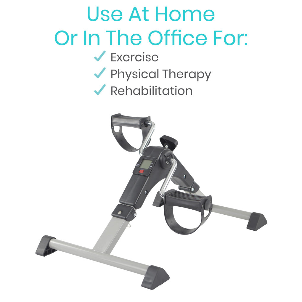 Vive Health - Folding Pedal Exerciser with Adjustable Tension, 9" Height for Leg and Arm Exercises, Includes App