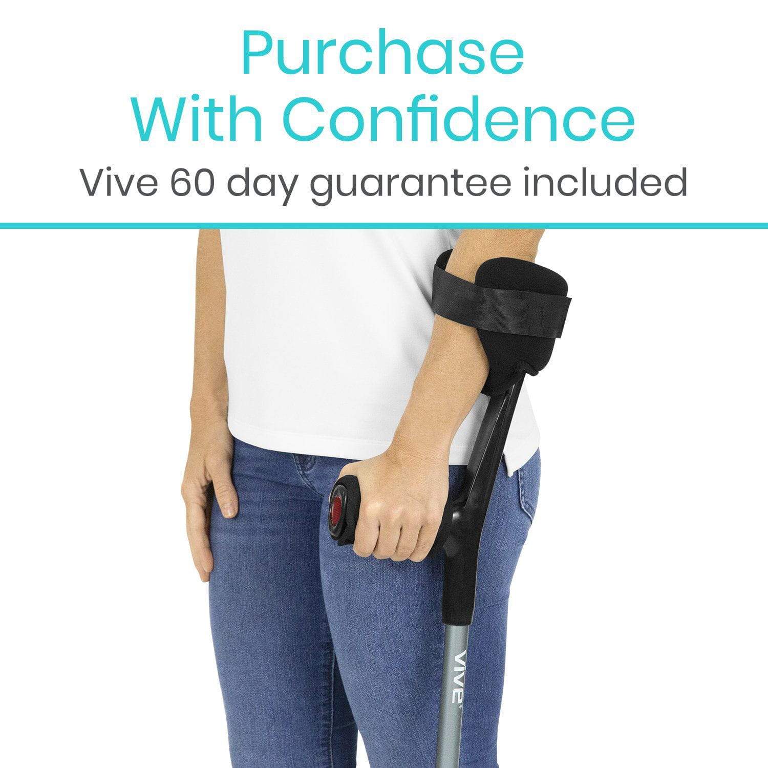 Vive Health - 4pc Forearm Crutch Pads with Grips, Black