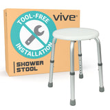 Vive Health - 12.5" Seat Shower Stool w/ Adjustable Height, Rust Proof