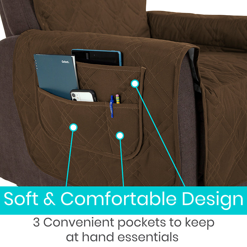 Vive Health - Full Chair Incontinence Cover, Waterproof 26" Seat, Armrest Flap with Pockets