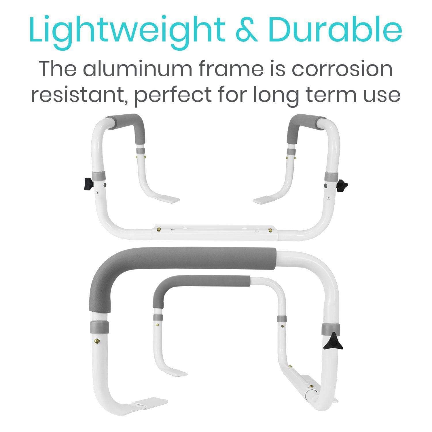 Vive Health - Compact Toilet Rail, Tool-Free, Adjustable Width Aluminum Frame