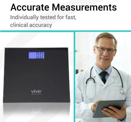 Vive Health - 14.5" Bariatric Tempered Glass Scale Compatible with Smart Devices, Weight Capacity 550 lbs