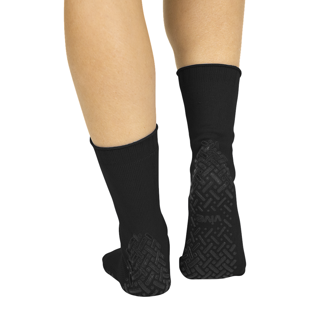 Vive Health -  Non-Slip Tube Socks, Unisex, Tread Dots, 6 Pairs, Black