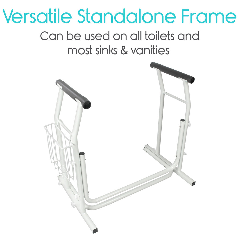 Vive Health - Stand Alone Toilet Rail w/ Magazine Rack, Aluminum Padded