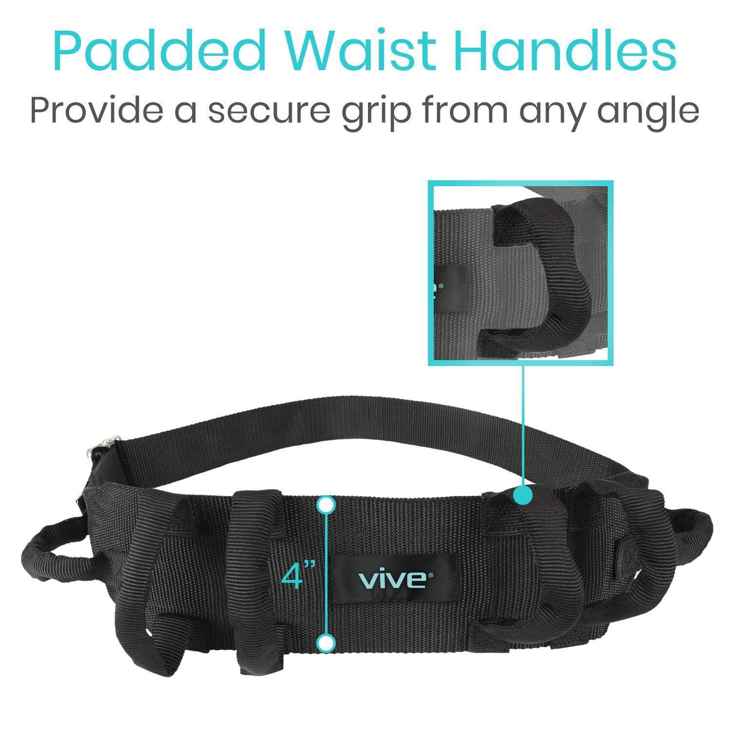 Vive Health -  Transfer Belt with 6 Handles, Reinforced Nylon, 4" Width, Adjustable up to 51