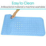 Vive Health - 38" x 15" Bath Mat, Nonslip Suction Cups, Blue PVC