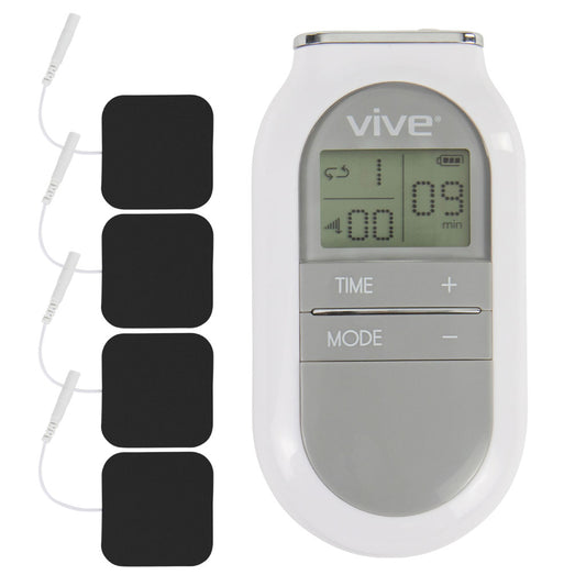 Vive Health - 5-Mode TENS Unit with 4 Electrode Pads and 2 Lead Wires