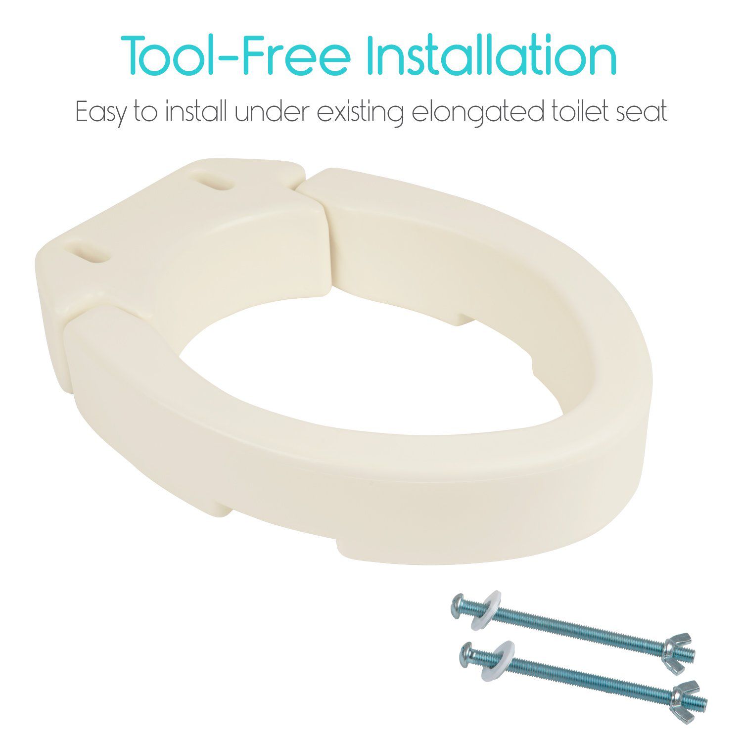 Vive Health - 3.5" Toilet Seat Riser, Hinged, Use with Existing Seat, Elongated - Weight Capacity 300lbs