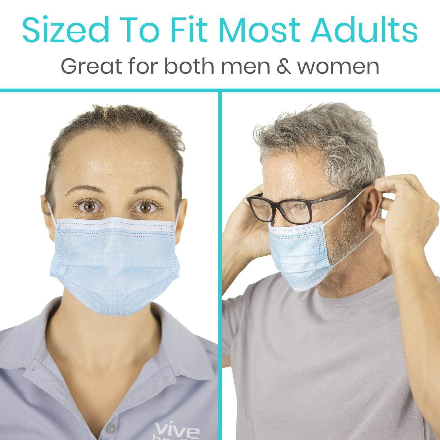 Vive Health - 50pc Face Masks, Nonwoven, Latex-Free, Disposable, Bendable Nose Splint