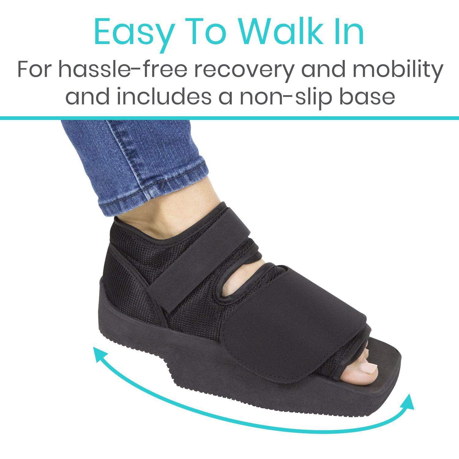 Vive Health - Heel Wedge Post Op Shoe, Rigid Sole, Wide Toe