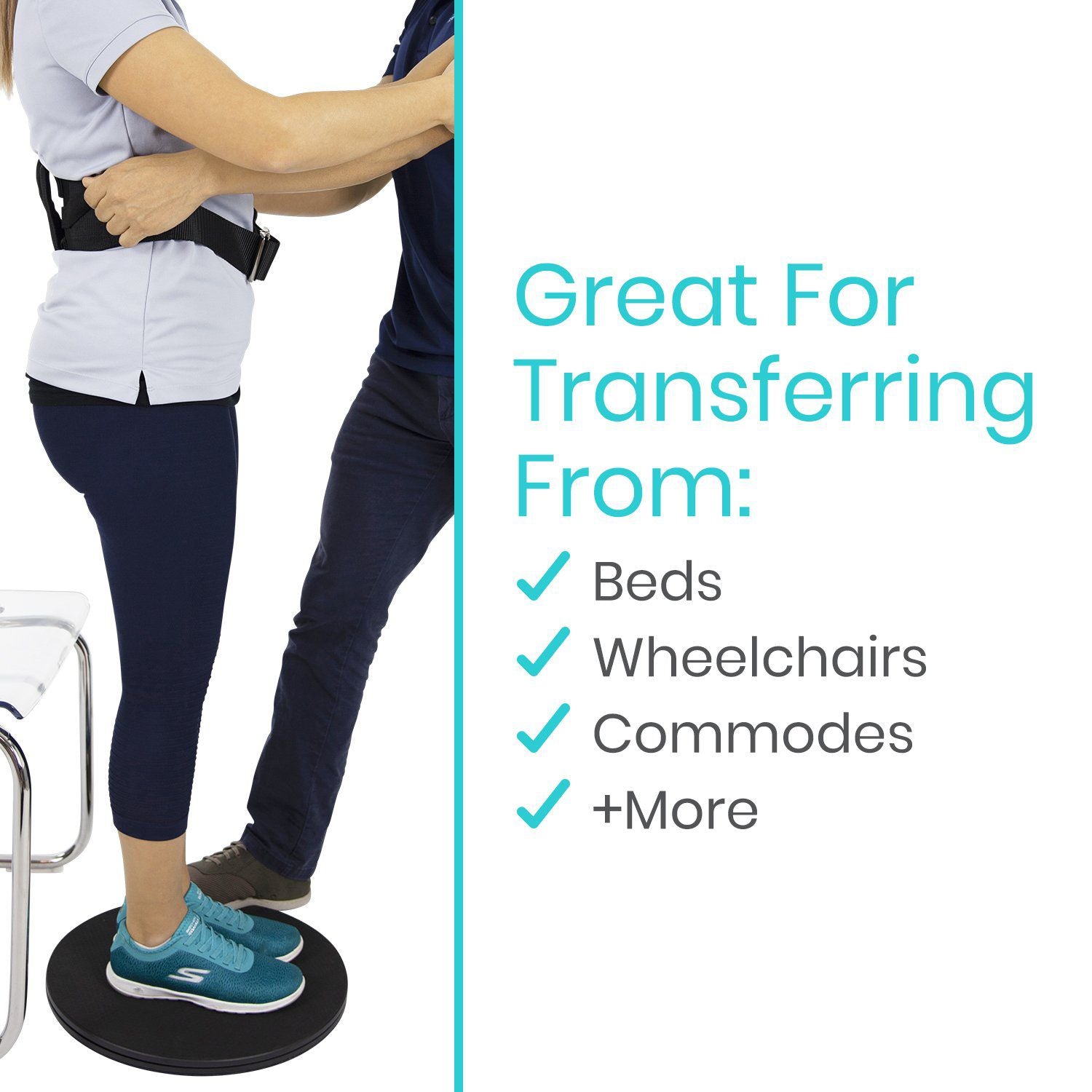 Vive Health - Nonslip Platform Transfer Disc with Steel Bearings, 360° Rotation, 350 lbs Capacity