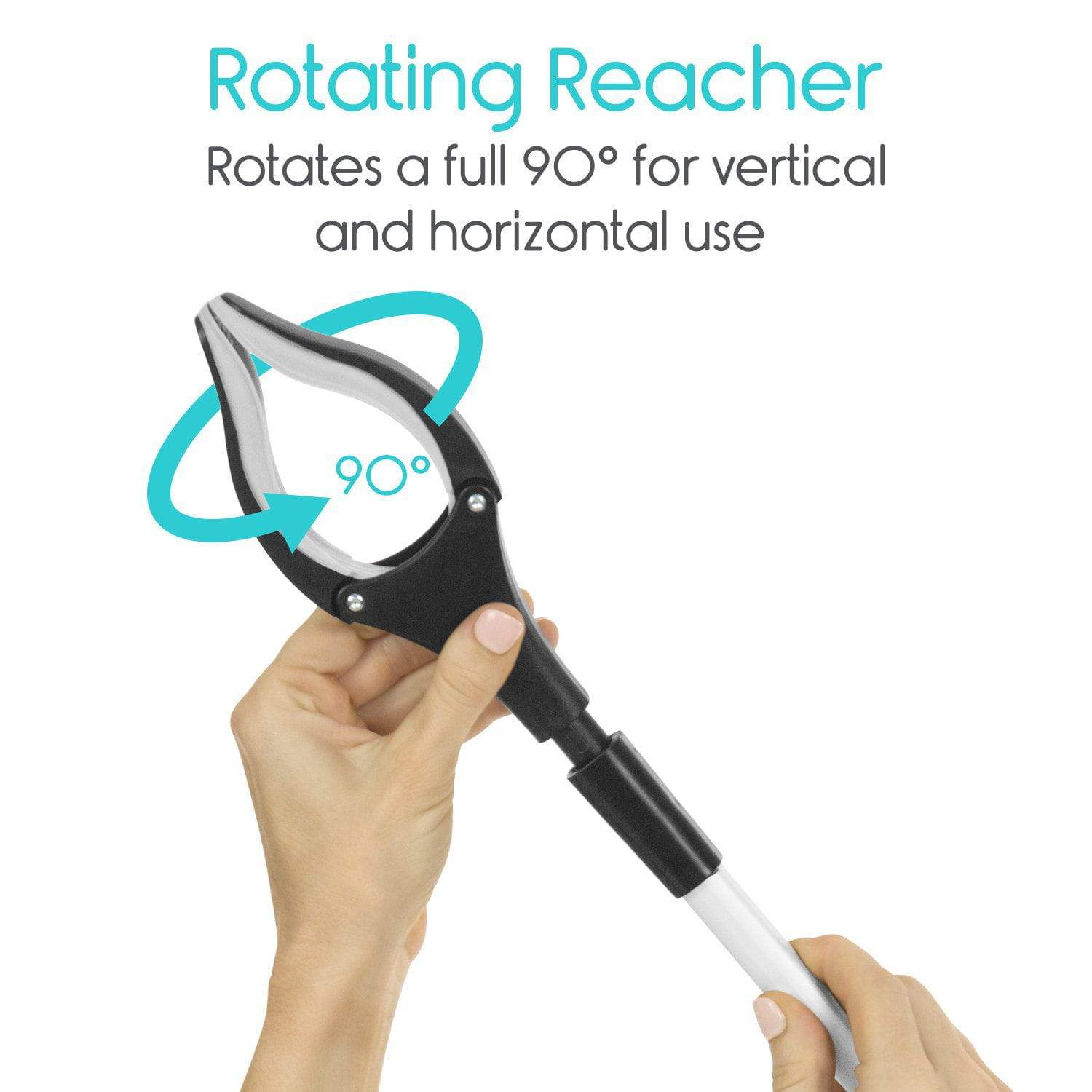 Vive Health - Pack of 2 32” Folding Reacher Grabber with 4" Rotating Claw - Supports up to 5 lbs