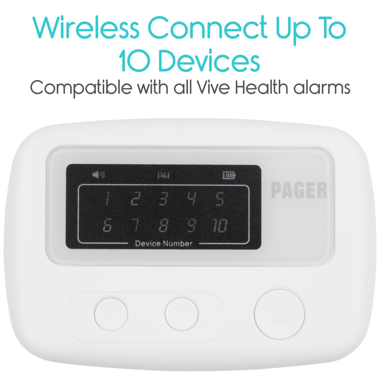 Vive Health - Wireless Pager, Connects Up to 10 Devices, Multiple Settings and Carry Options