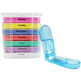 Vive Health - 7-Day Stackable Pill Organizer with Pill Cutter, Four Sections Each