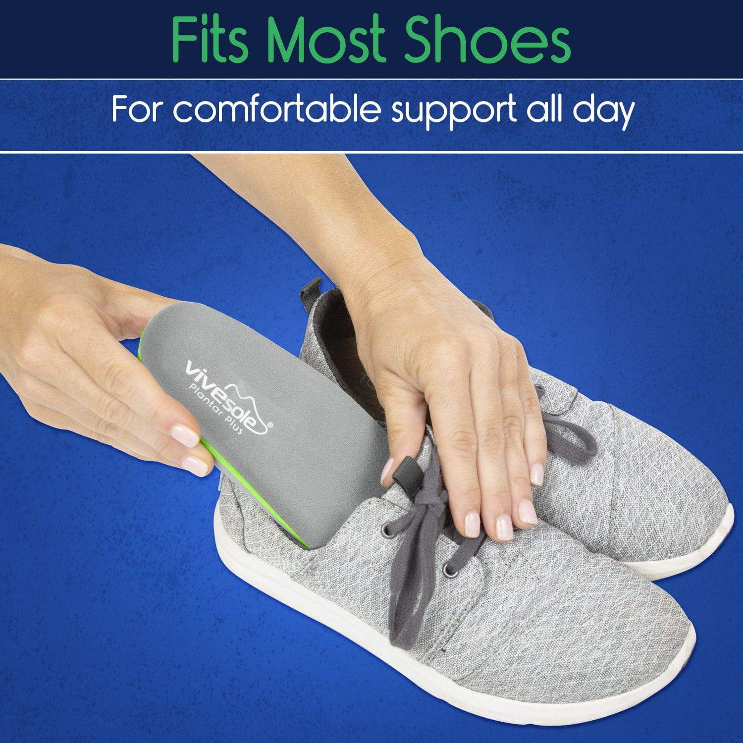 Vive Health -  Plantar Plus - Full Length Insoles - Firm Foam Support