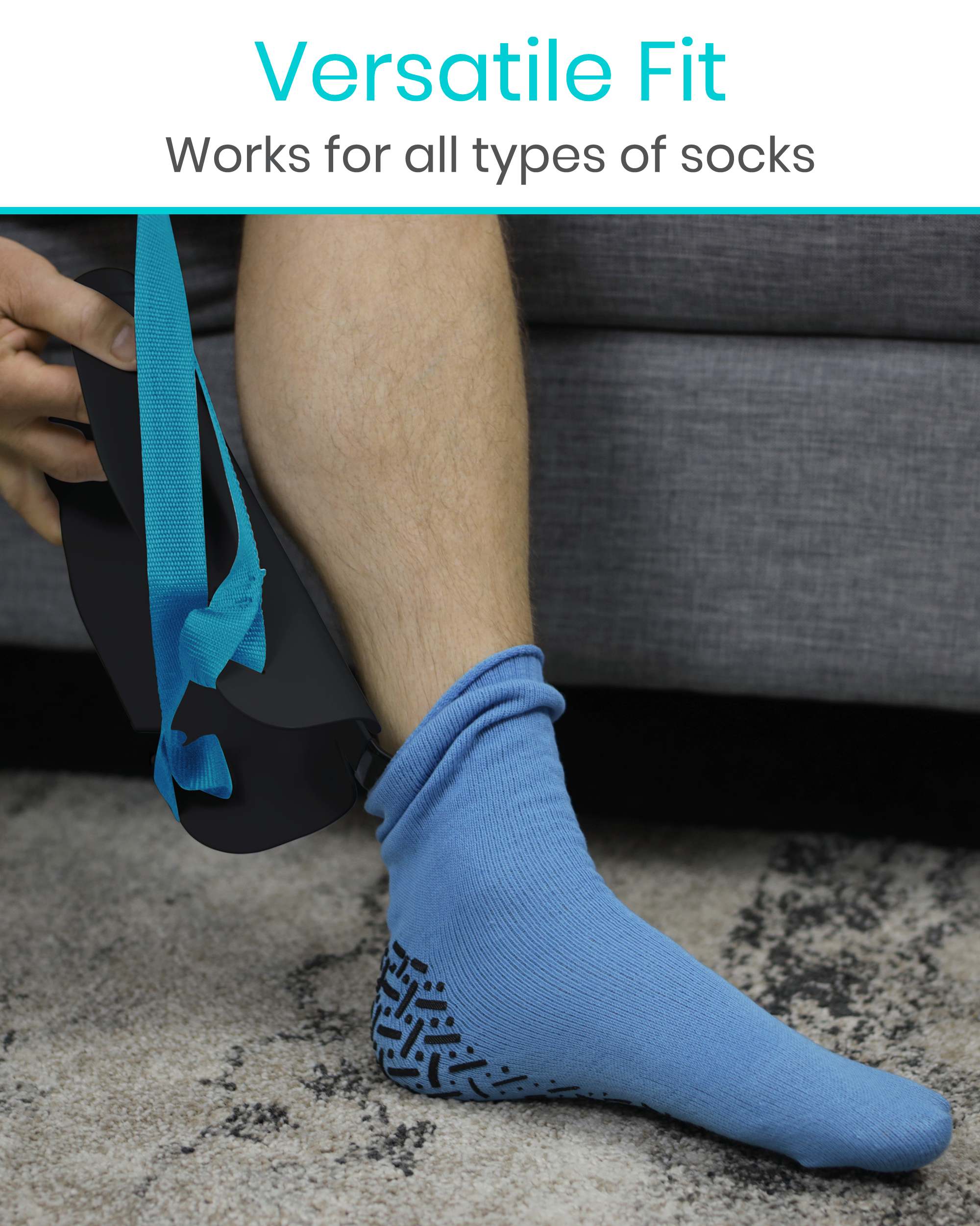 Vive Health - Sock Assist & Remover, Tapered Nonslip Ridges, Loop Handle