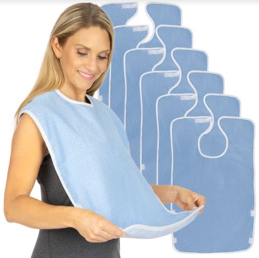 Vive Health - 6-pack, Adult Bibs, 30” x 18", Waterproof Lining, Machine Washable