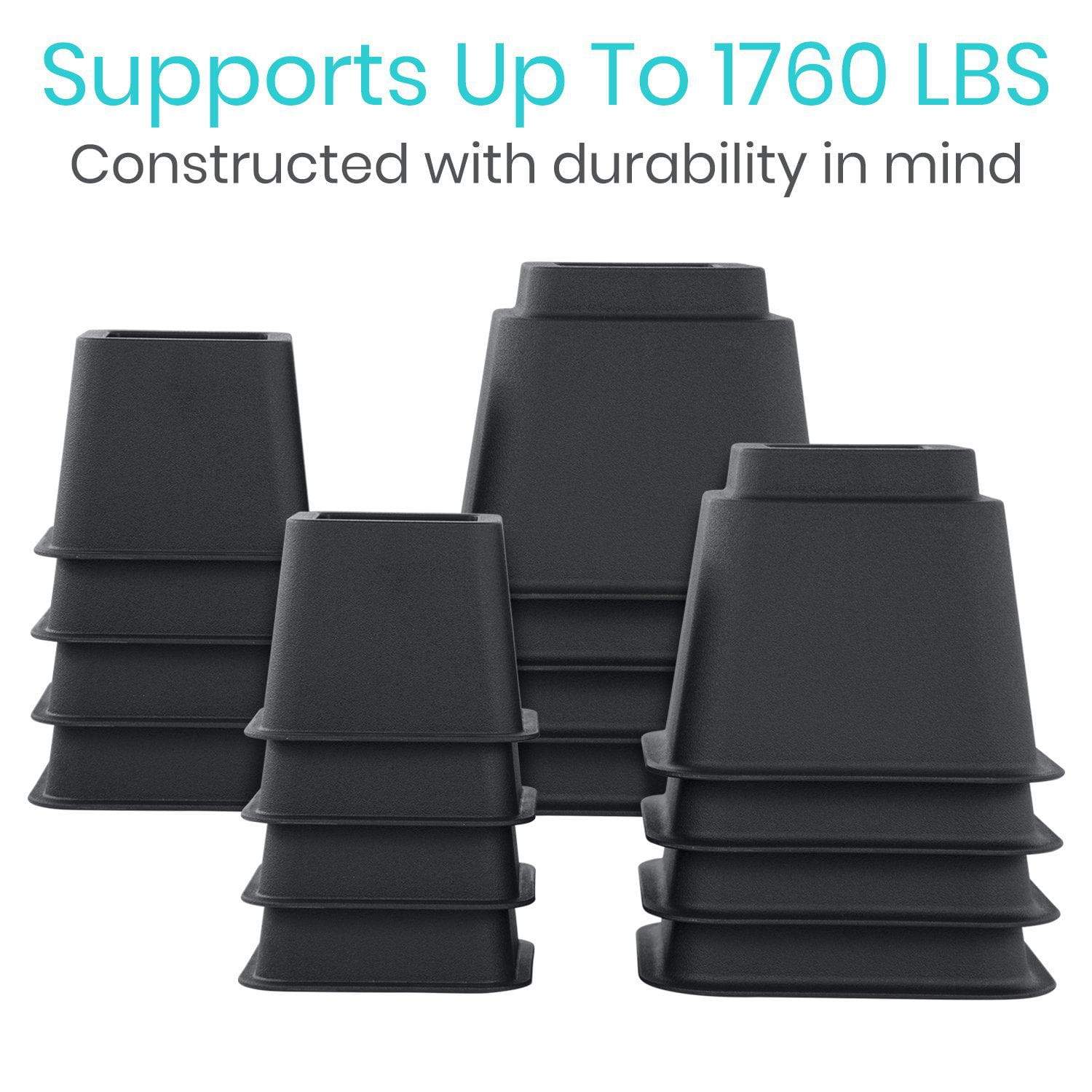 Vive Health - Stackable Bed Risers, 4-3", 4-5", Durable Plastic, Nonskid