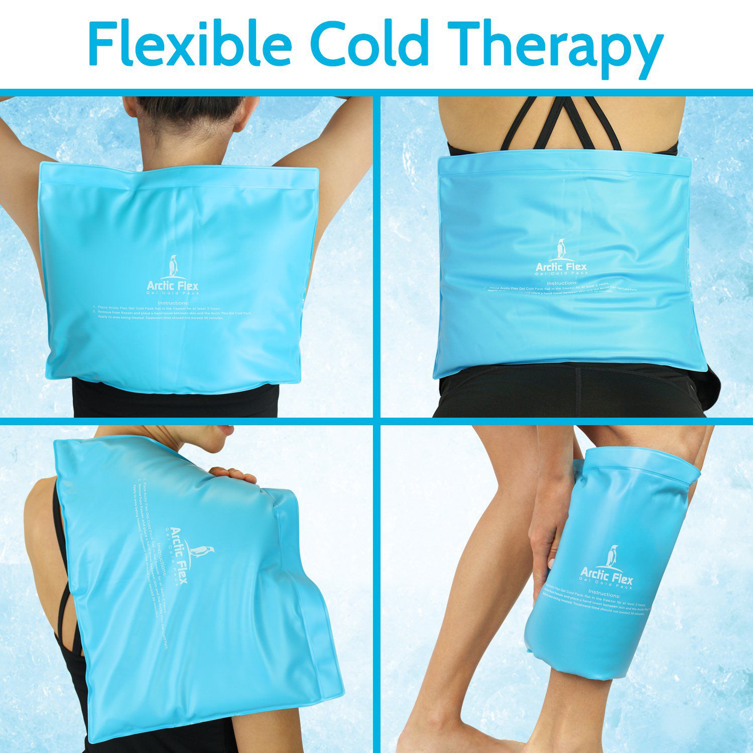 Vive Health - Ice Pack, Flexible Hot/Cold 11" x 14", Nontoxic with Elastic Strap