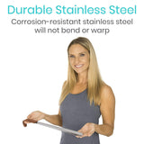 Vive Health - 16” Metal Shoe Horn, Stainless Steel with Leather Grip