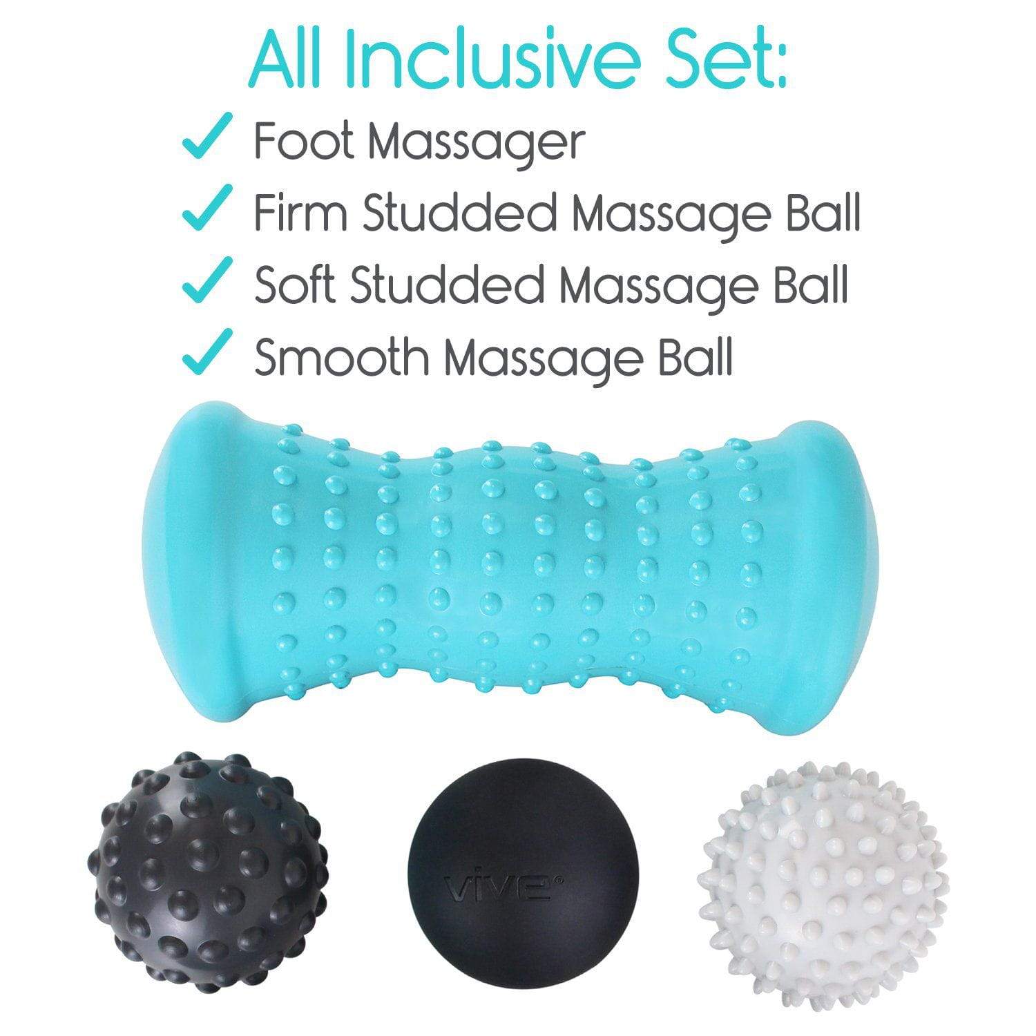 Vive Health - Pack of 4 Hot & Cold Massage Balls, Foot Roller, Smooth/Spike