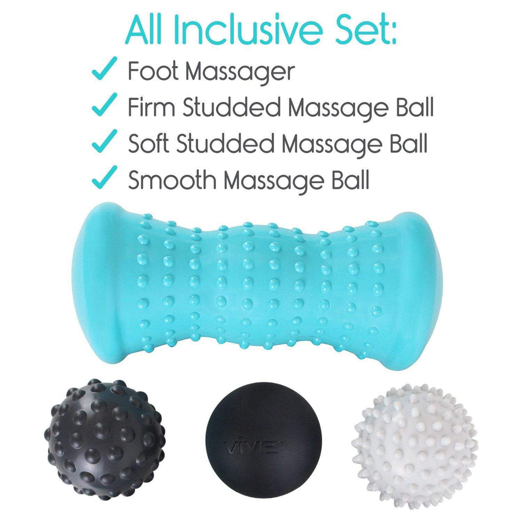 Vive Health Pack of 4 Hot & Cold Massage Balls, Foot Roller, Smooth