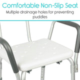 Vive Health - 15.75" Seat, Nonslip Shower Chair w/ Adjustable Height, Rust Proof