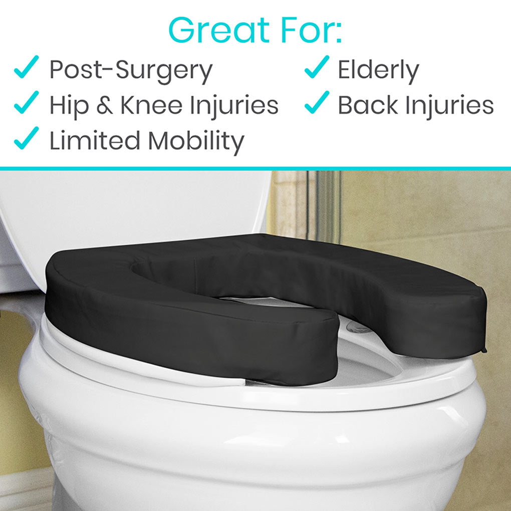 Vive Health - 2" Soft Toilet Seat Cushion Black