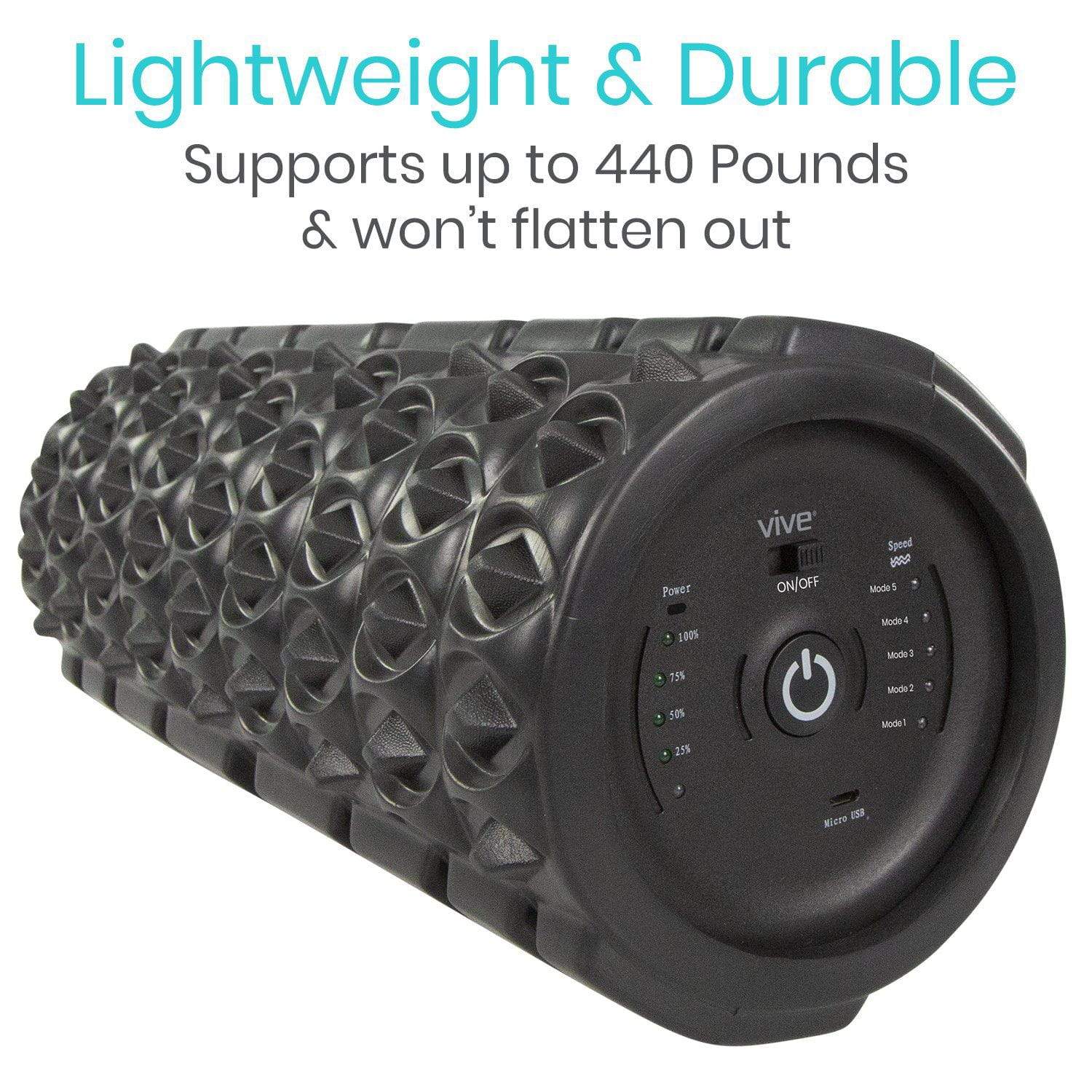 Vive Health - 12.99" HD Foam Vibrating Foam Roller, 5 Modes, Rechargeable