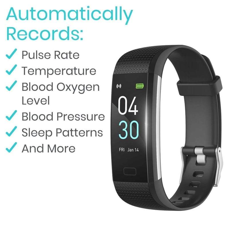 Vive Health - Rechargeable Wristband Fitness Tracker w/ App, Touch Screen