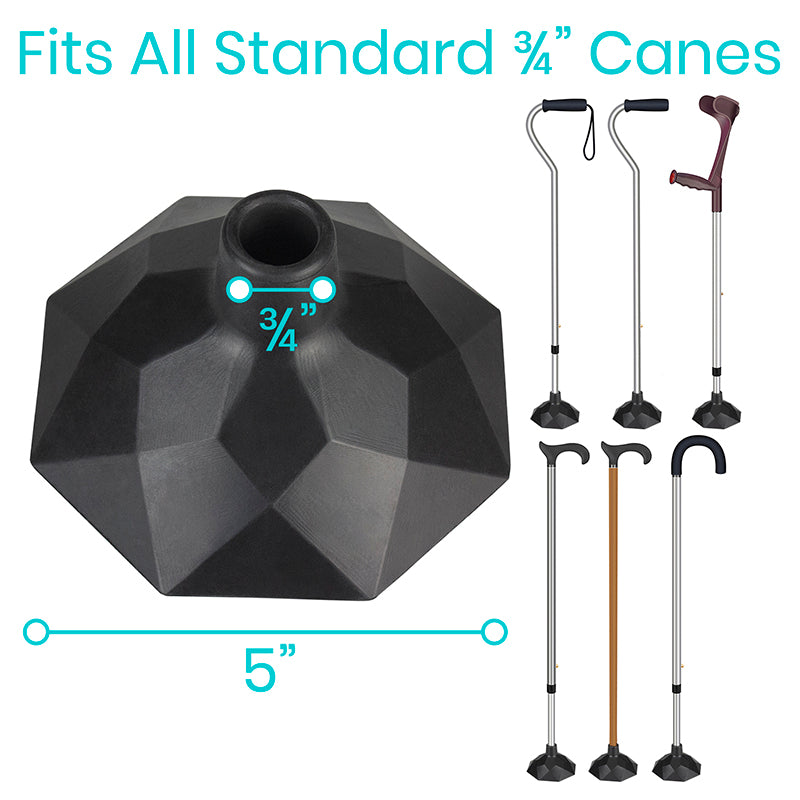 Vive Health - Standing Dome Cane Tip, .75" Replacement, Compact Base