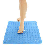 Vive Health - 20” x 20" Shower Mat, Nonslip Suction Cups, Center Drain, Blue PVC
