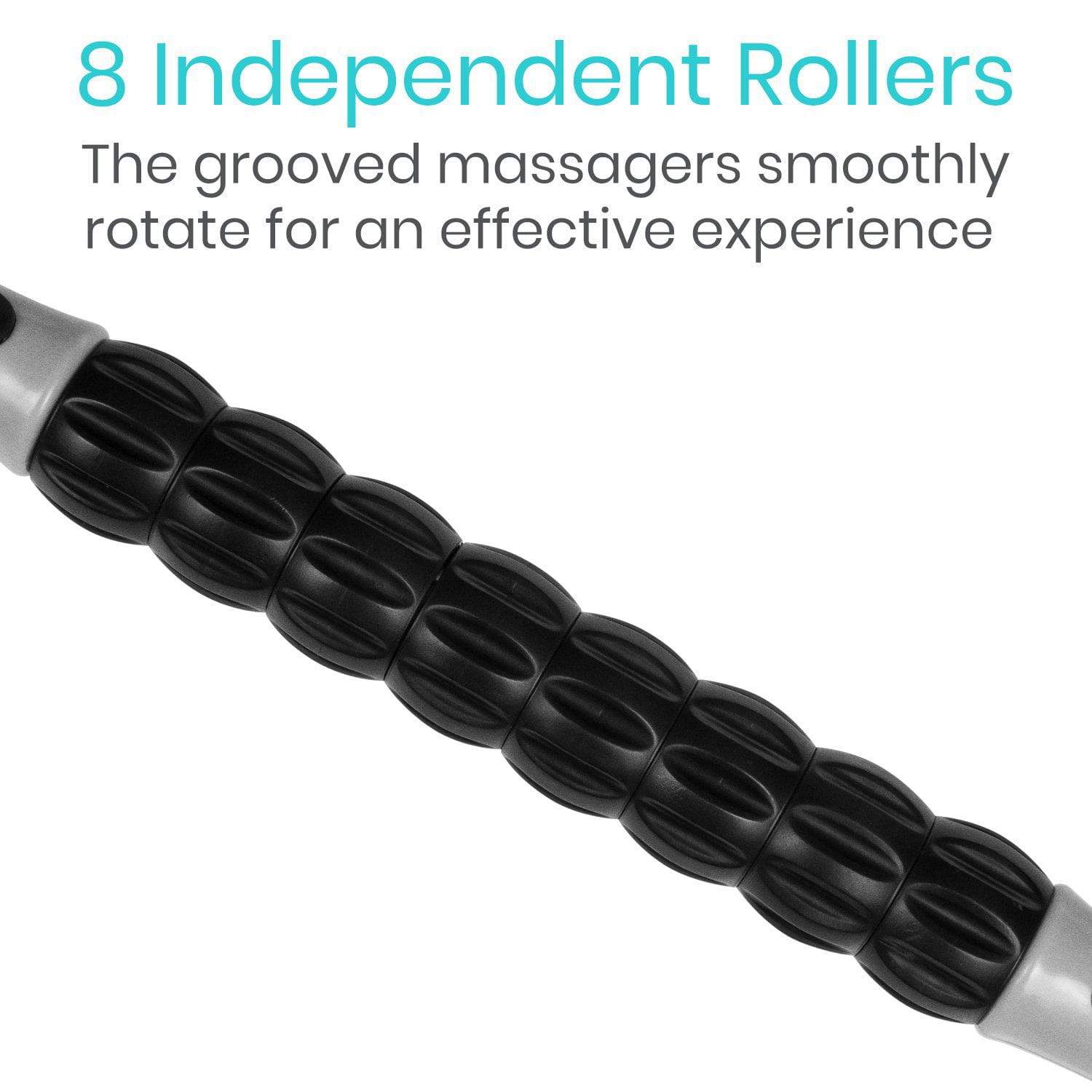 Vive Health - Muscle Roller Stick, 9 Independent Rollers, 17.7" Steel Core, Black/Blue