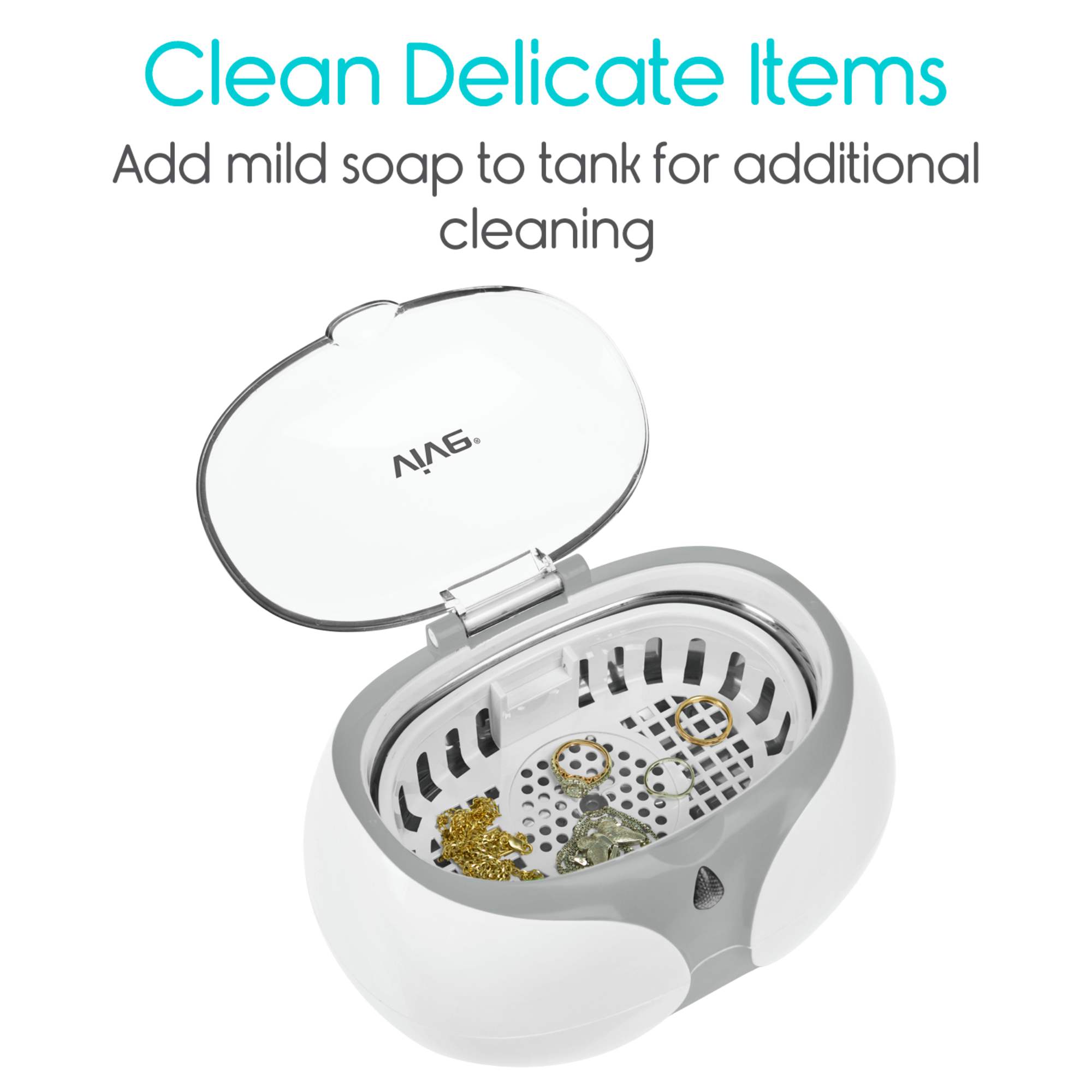 Vive Health - Ultrasonic Cleaner, Large Tank with Tray, Watch Stand