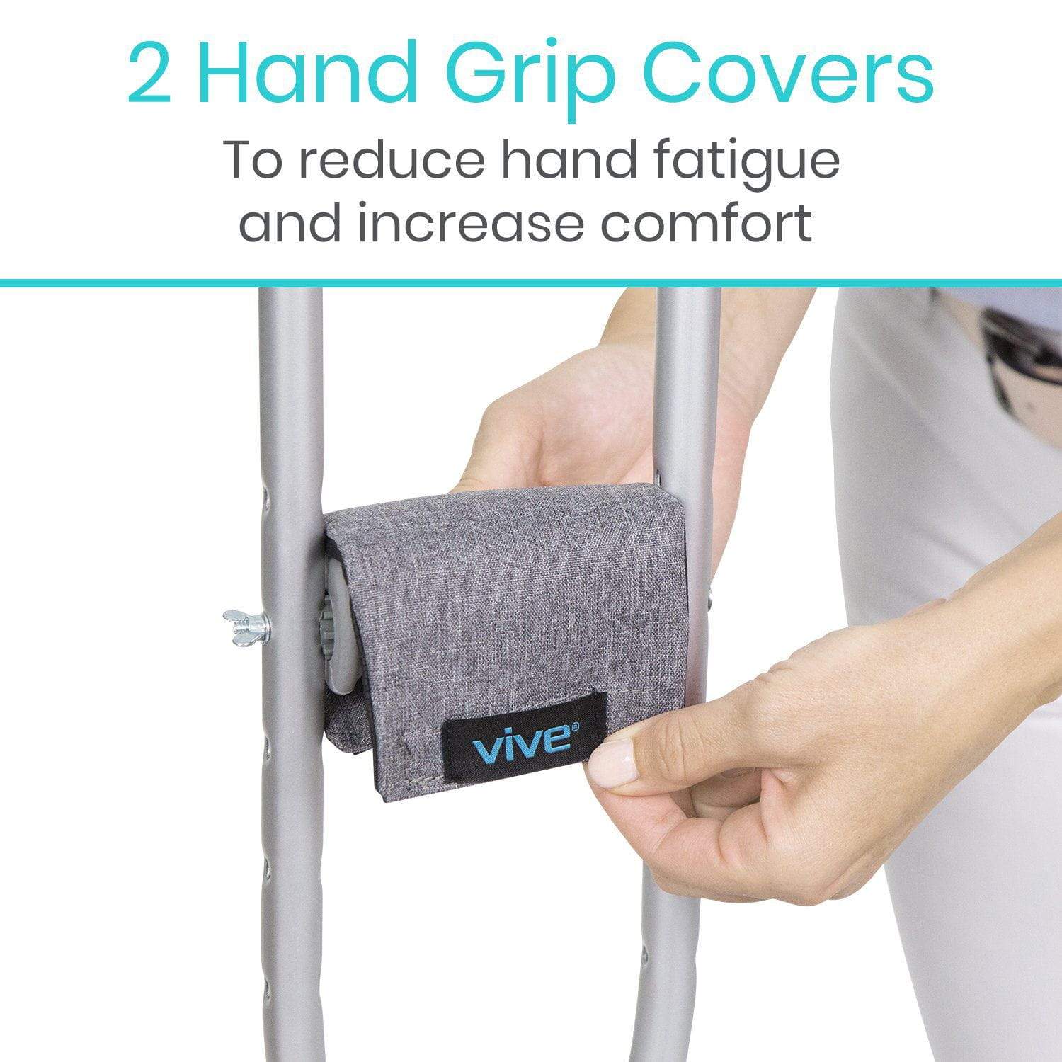 Vive Health - Crutch Bag with Drawstring, Zippered Pocket, and Hand Grip Covers