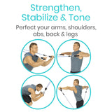 Vive Health - 11 PC Tube Resistance Bands with Metal Clips, Handles/Loops, Door Anchor