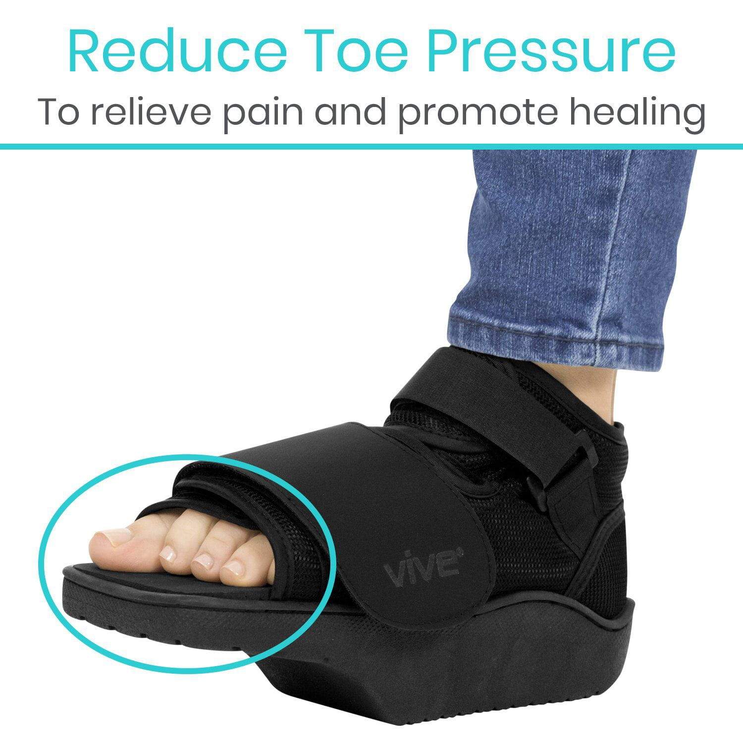 Vive Health - Offloading Post Op Shoe, Angled Rigid Sole, Wide Toe