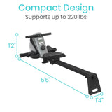 Vive Health - Rowing Machine with Folding Steel Frame, 39" Rail, Adjustable Tension, LCD, and Padded Handlebar